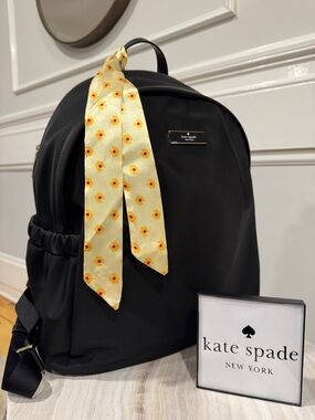 Kate Spade Carter Large Nylon Black Backpack NWT